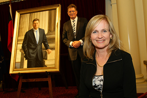sally-ryan-ted-baillieu-portrait-at-the-parliament-victoria